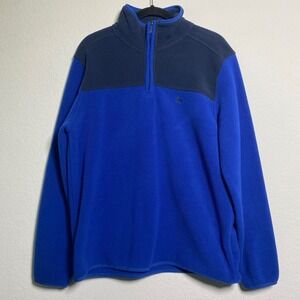 Brooks Brothers Mens Fleece Pullover Blue Navy‎ 1/4 Zip Mock Neck Size L
